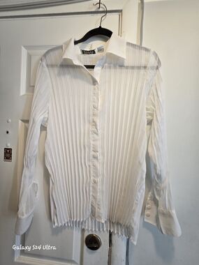Selene Sport White Button-Front Blouse Size Xl